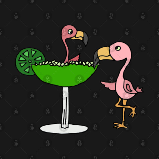 Disover Funny Flamingo Drinking Margarita - Flamingo - T-Shirt