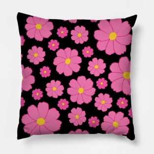 Cosmos | Flower | Summer Autumn | Pink | Black Pillow