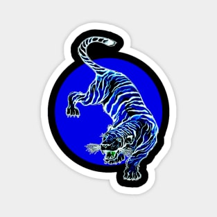 Blue and White Tiger Circle Magnet