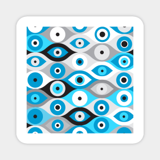 Greek Evil Eye pattern Blues and Greys Magnet