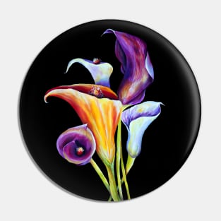 Watercolor Calla Lilies Bouquet Blooming Pin