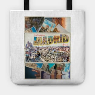 Greetings from Madrid in Spain vintage style retro souvenir Tote