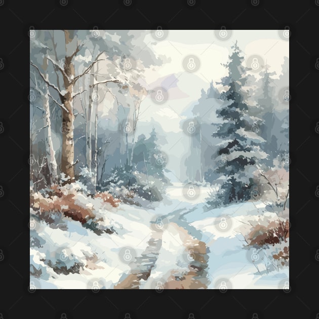 Winter Forest Road by Siha Arts