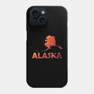 Colorful mandala art map of Alaska with text in brown and orange Phone Case