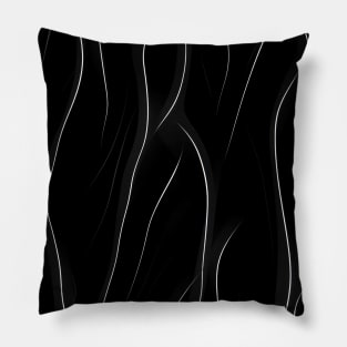 Monochrome Elegance: White Abstract Lines on Black Pillow