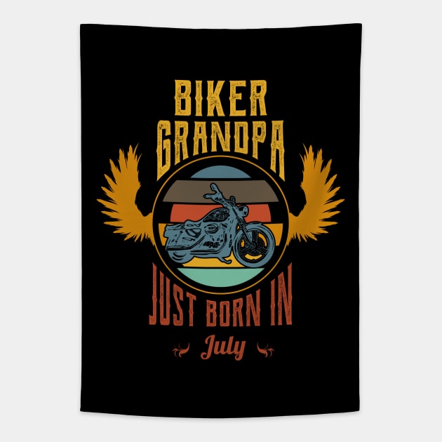 Biker grandpa just born in july Tapestry by Nana On Here