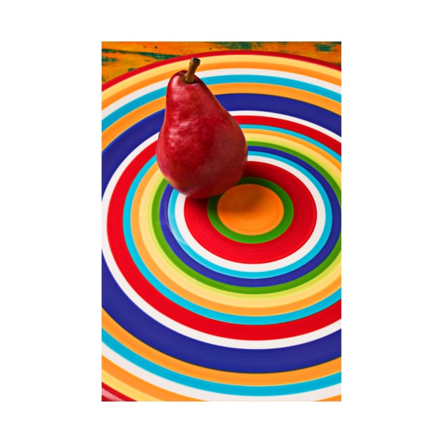 Red Pear On Circles Plate by photogarry