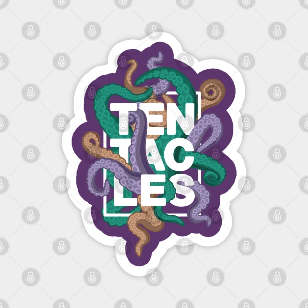 Tentacles – Multicoloured (white-out) Magnet by andrew_kelly_uk@yahoo.co.uk