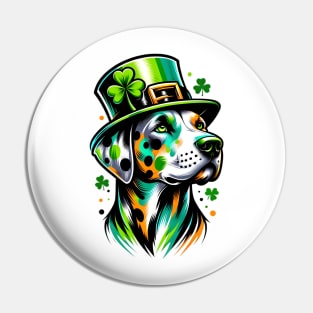 Catahoula Leopard Dog in Saint Patrick's Day Spirit Pin