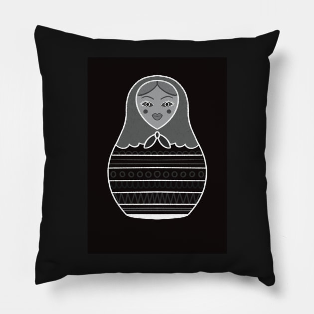 Black & White Russian Doll Pillow by Slepowronski