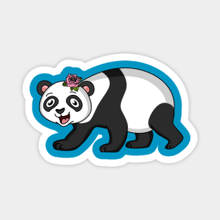 Cute happy panda bear with flower cartoon Magnet