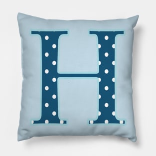 Initial Letter H Polka dot Blue Pillow