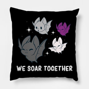 Subtle Asexual Pride Flag Lgbtqia Cute Kawaii Bat Pillow