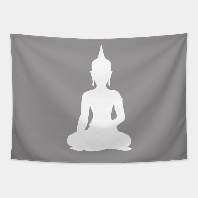 Grey and White Buddha Tapestry by XOOXOO