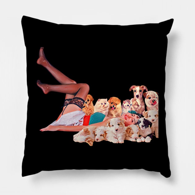 I Want All The Dogs - Vintage Pinup Dog Lover Pillow by TopKnotDesign