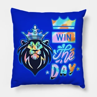 Colorful LION WINNER Quote Pillow