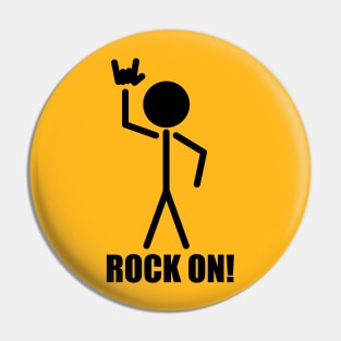 Rock on Hand Sign Stick Figure Pin
