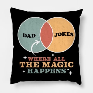 Dad Jokes Where the All Magic Happens Diagram Fathers Day Pillow