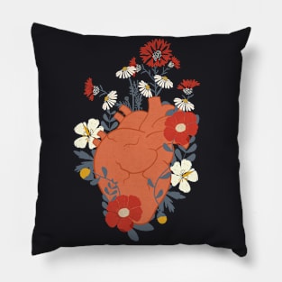 Heart of Flowers - Anatomical Heart Art Pillow