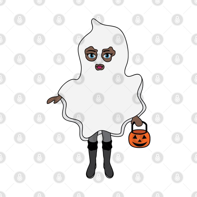 Ghost Halloween Trick or Treat Sticker 3 by PLLDesigns