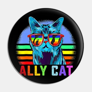 Ally Cat LGBT Gay  Pride Flag  Cat Pin