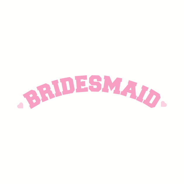 Bridesmaid Varsity Lettering with Hearts by Moon Ink Design