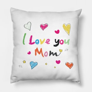 I love you mom doodle colorful text Pillow