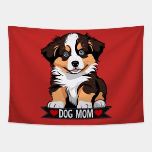 Dog Mom Australian Shepherd Roly Poly Baby Dog Tapestry