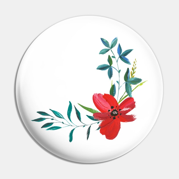 Red Flower Pin by Danger Noodle