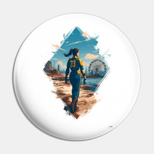 A Lone Explorer Ventures the Wasteland - Diamond Frame - Post Apocalyptic Pin