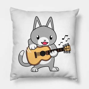 CAT PLAY GUITAR CARTOON Pillow