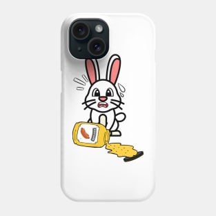 Funny white rabbit spills a jar of mustard Phone Case