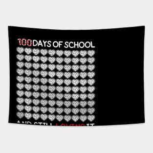 100 Days of school and still loving it Volleyball Hearts Premium Tapestry