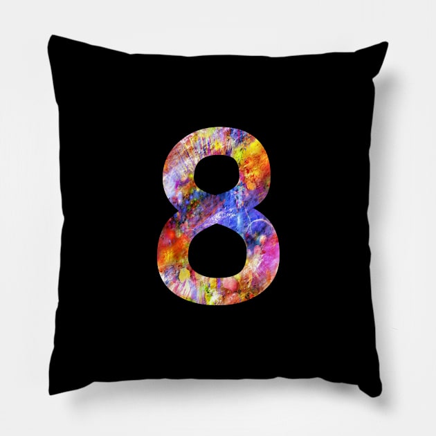 Number 8 Colorful Gift Pillow by Shariss