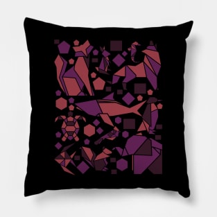 Geometric Animals Colorful Abstract Design Pillow