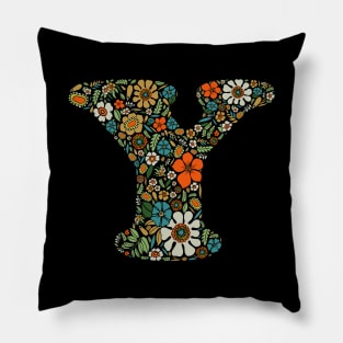 Hippie Floral Letter Y Pillow