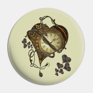 Wonderful elegant steampunk heart, beautiful clockwork Pin