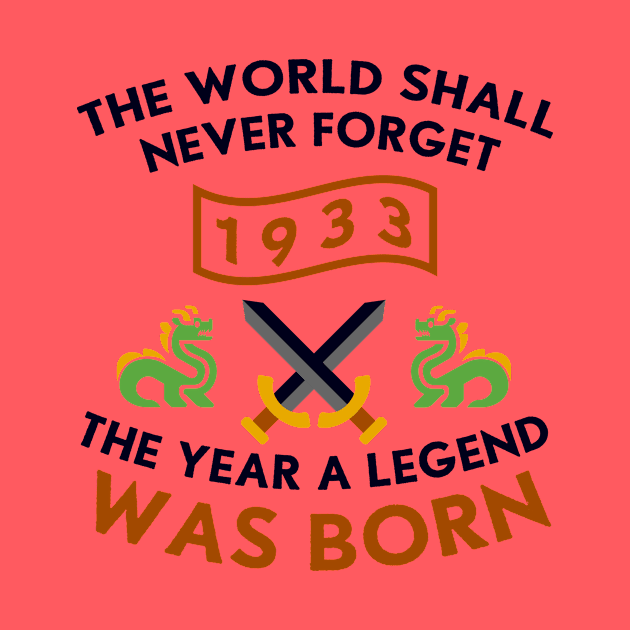 1933 The Year A Legend Was Born Dragons and Swords Design by Graograman