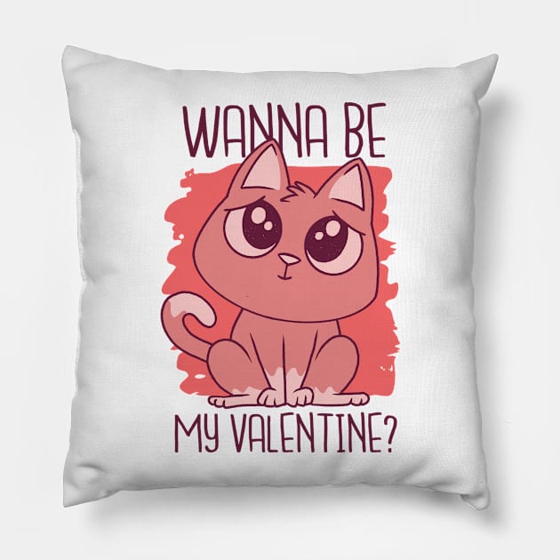 Wanna Be My Valentines Kitten Pillow by Dmitriy