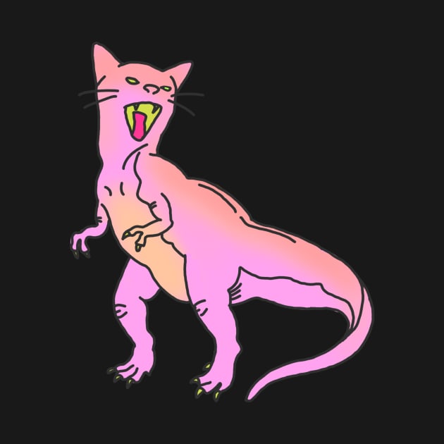 dinosaur raptor cat kitten feminist roar animal cute pink print by bigkidult