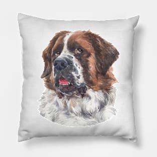 Saint Bernard Watercolor Art Pillow