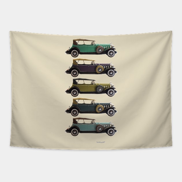 Five Cadillacs Tapestry by DaJellah