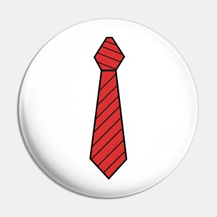 Red Tie Striped Design Toon Wearable Art Pin