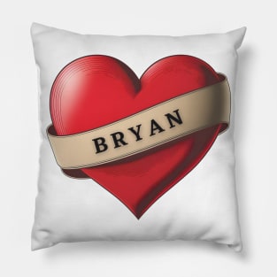 Bryan - Lovely Red Heart With a Ribbon Pillow