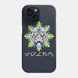 Philippine Sun Tribal line Art Tiger / Baybayin word Mapitagan (Respectful/Reverently) Phone Case