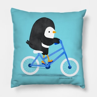 Penguin on a Bike 2 Pillow