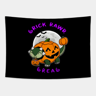 Trick Rawr Treat | Halloween Dinosaur costume cute Ankylosaur kawaii jack o lantern Tapestry