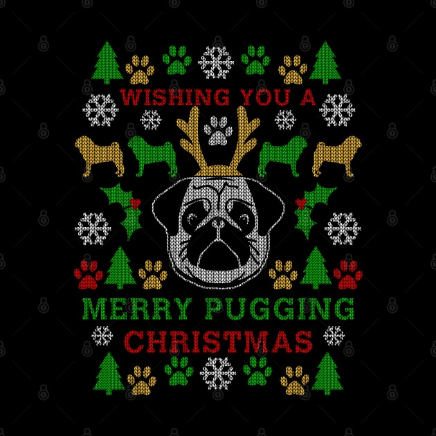 Merry Pugging Christmas Pug Ugly Christmas Sweater by TeeCreations