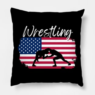 Wrestling USA Flag Pillow
