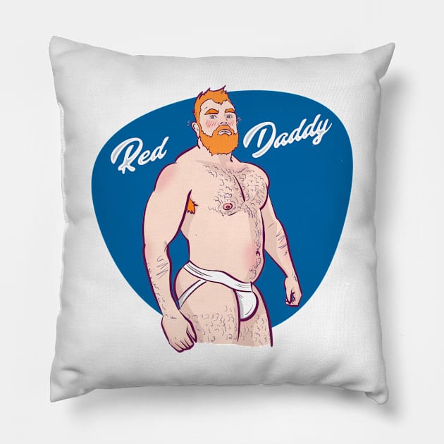 Red Daddy Tee Design Pillow by HomoArt